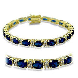 Alamode Gold Brass Bracelet with Synthetic Spinel in Sapphire - Alamode - Flyclothing LLC