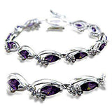 Alamode Rhodium Brass Bracelet with AAA Grade CZ in Amethyst - Alamode - Flyclothing LLC