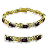 Alamode Gold Brass Bracelet with AAA Grade CZ in Amethyst - Alamode - Flyclothing LLC
