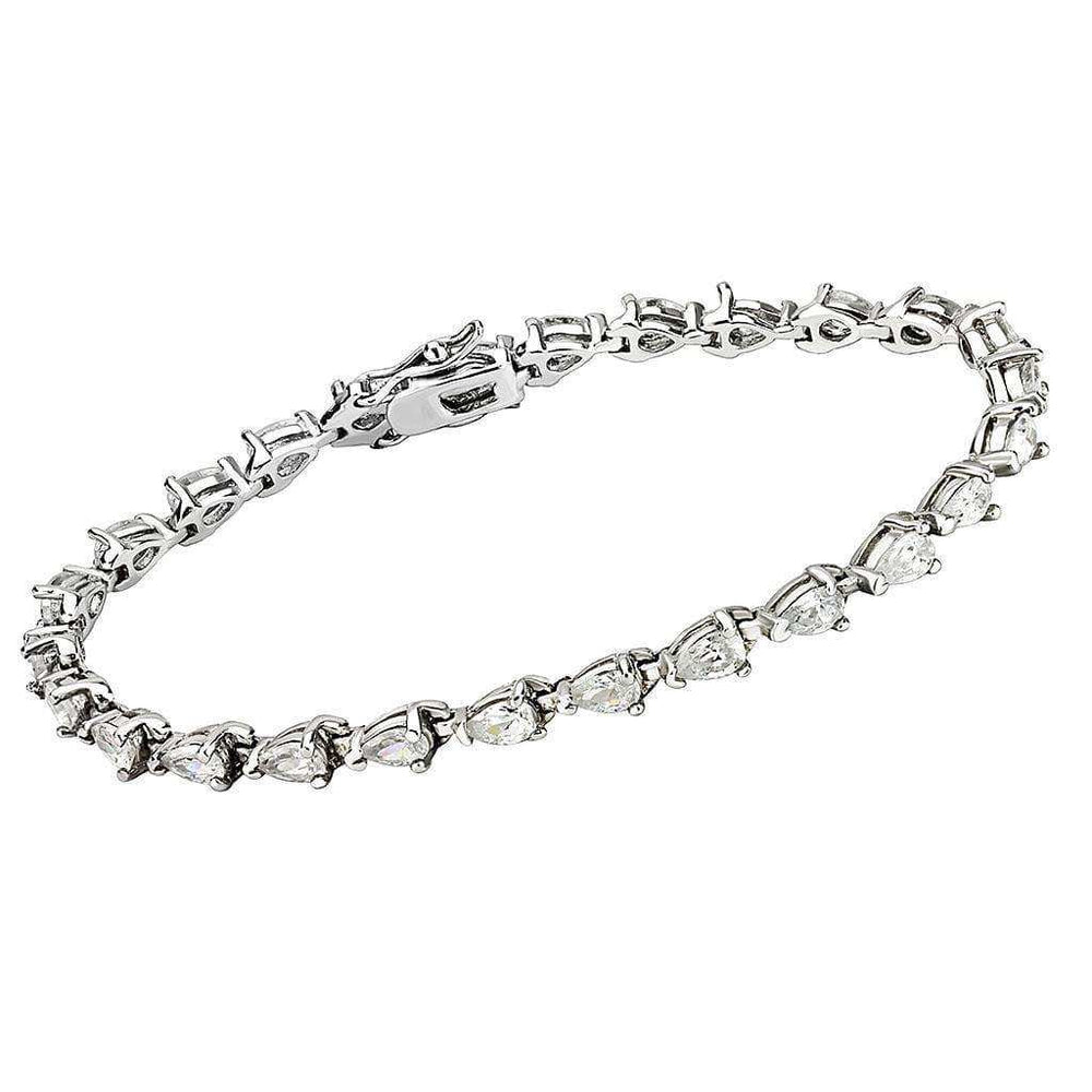 Alamode Rhodium Brass Bracelet with AAA Grade CZ in Clear - Alamode - Flyclothing LLC