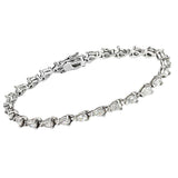 Alamode Rhodium Brass Bracelet with AAA Grade CZ in Clear - Alamode - Flyclothing LLC