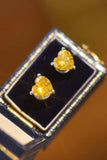 2 Carat Yellow Heart Moissanite Platinum-Plated Earrings - Trendsi - Flyclothing LLC