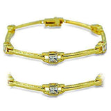 Alamode Gold Brass Bracelet with AAA Grade CZ in Clear - Alamode - Flyclothing LLC