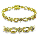 Alamode Gold Brass Bracelet with AAA Grade CZ in Clear - Alamode - Flyclothing LLC