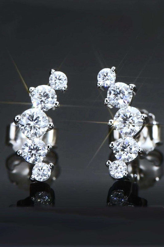 All You Need Moissanite Platinum-Plated Earrings - Trendsi - Flyclothing LLC