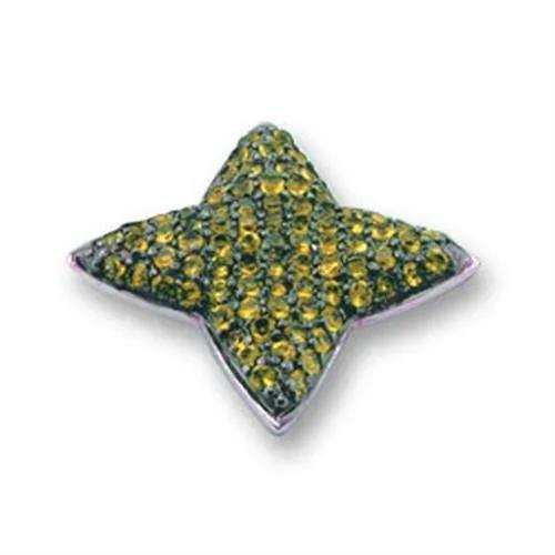 Alamode Rhodium + Ruthenium 925 Sterling Silver Pendant with AAA Grade CZ in Citrine - Alamode - Flyclothing LLC