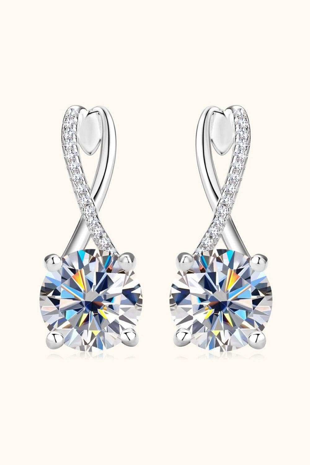 4 Carat Moissanite 925 Sterling Silver Earrings - Trendsi - Flyclothing LLC
