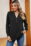 Notched Long Sleeve T-Shirt - Trendsi - Flyclothing LLC