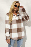 Plaid Half Zip Long Sleeve Sweatshirt - Trendsi - Flyclothing LLC