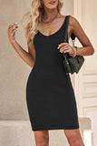Ribbed Sleeveless V-Neck Dress - Trendsi - Flyclothing LLC