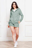 Zip Up Drawstring Hoodie and Shorts Set - Trendsi - Flyclothing LLC