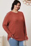 Basic Bae Full Size Ribbed Thumbhole Sleeve T-Shirt - Trendsi - Flyclothing LLC
