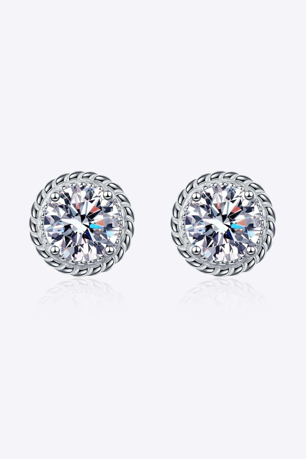 2 Carat Moissanite 925 Sterling Silver Stud Earrings - Trendsi - Flyclothing LLC