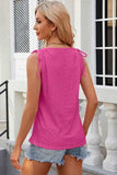 Eyelet Round Neck Wide Strap Tank - Trendsi - Flyclothing LLC