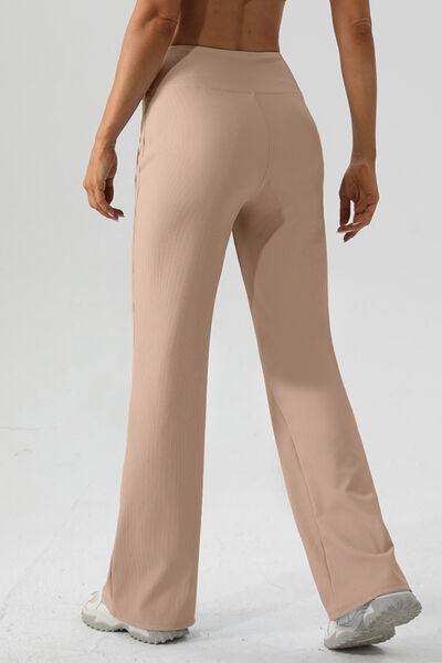 High Waist Straight Active Pants - Trendsi - Flyclothing LLC