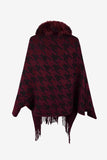 Houndstooth Fringe Hem Poncho - Trendsi - Flyclothing LLC
