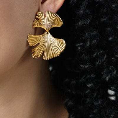 Ginkgo Biloba Design Stud Earrings - Trendsi - Flyclothing LLC