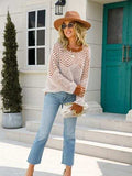 Striped Round Neck Dropped Shoulder Sweater - Trendsi - Flyclothing LLC