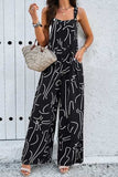 Printed Wide Strap Jumpsuit with Pockets - Trendsi - Flyclothing LLC