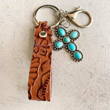 Turquoise Genuine Leather Key Chain - Trendsi - Flyclothing LLC