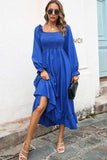 Smocked Ruffle Hem Flounce Sleeve Dress - Trendsi - Flyclothing LLC