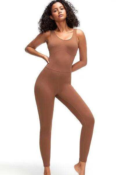 Crisscross Wide Strap Active Jumpsuit - Trendsi - Flyclothing LLC