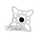 Alamode High-Polished 925 Sterling Silver Pendant with Semi-Precious Onyx in Jet - Alamode - Flyclothing LLC