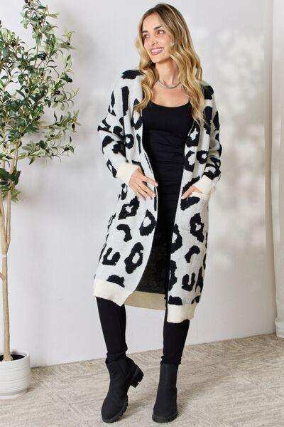 BiBi Leopard Open Front Cardigan - Trendsi - Flyclothing LLC