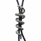 Silver Rattlesnake with Turquoise Enamel Western Bolo Tie - Rockmount Clothing - Flyclothing LLC
