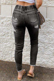 Drawstring Distressed Raw Hem Jeans with Pockets - Trendsi - Flyclothing LLC