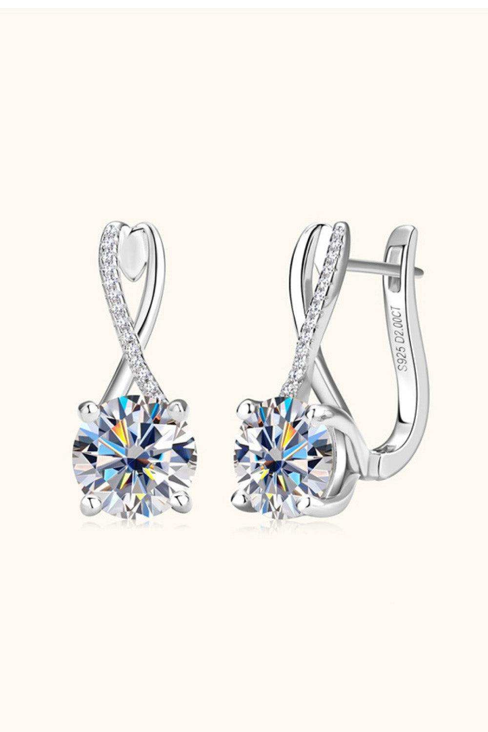 4 Carat Moissanite 925 Sterling Silver Earrings - Trendsi - Flyclothing LLC