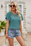 Spliced Lace Flutter Sleeve Top - Trendsi - Flyclothing LLC