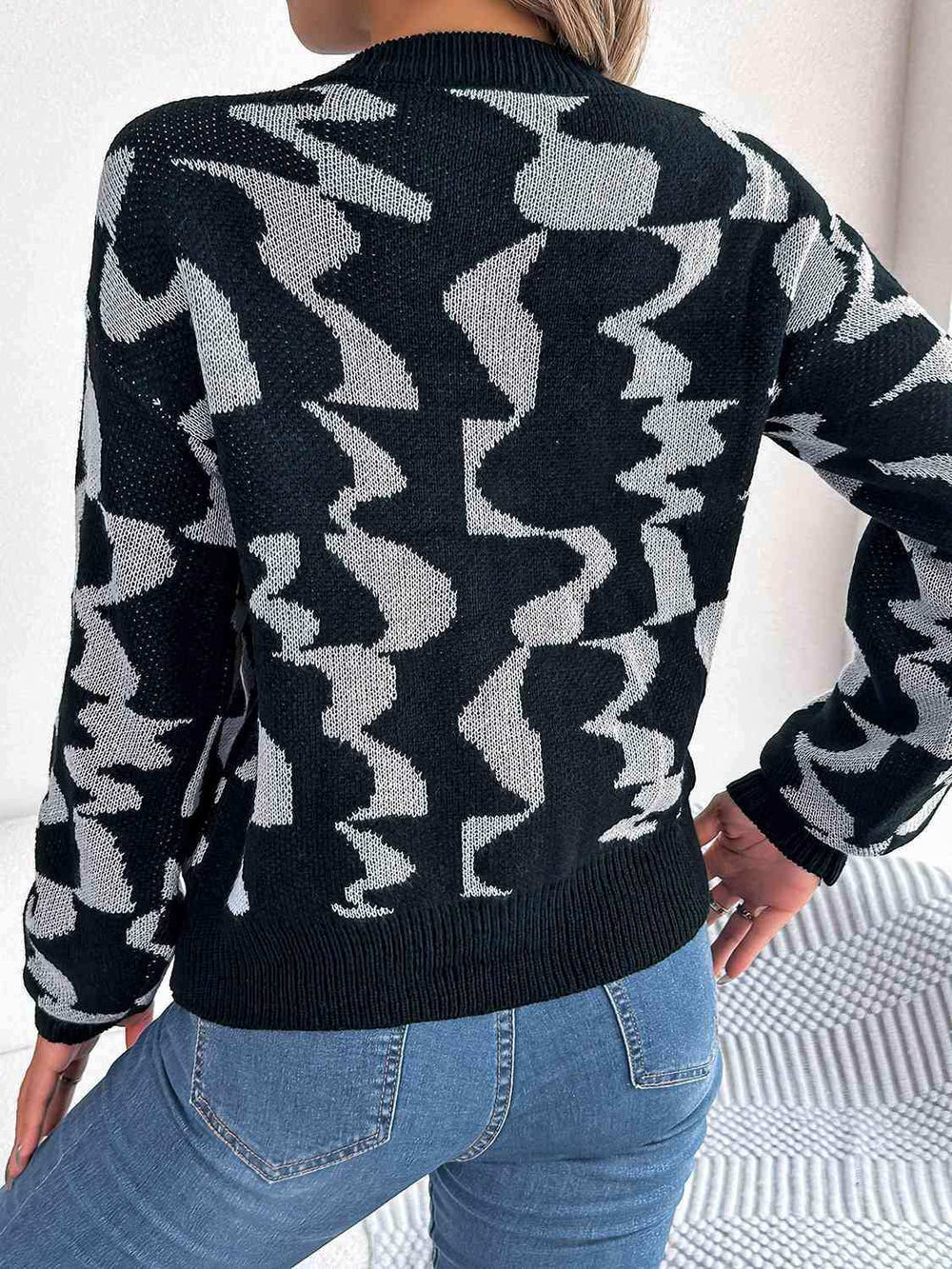 Round Neck Long Sleeve Sweater - Trendsi - Flyclothing LLC