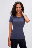 Round Neck Short Sleeve Active T-Shirt - Trendsi - Flyclothing LLC