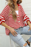 Striped Button Up Long Sleeve Cardigan - Trendsi - Flyclothing LLC