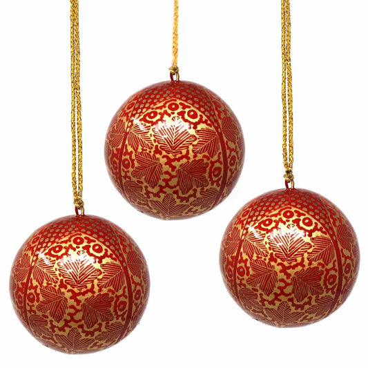 Handpainted Ornaments, Gold Chinar Leaves - Pack of 3 - Asha Handicrafts - Flyclothing LLC