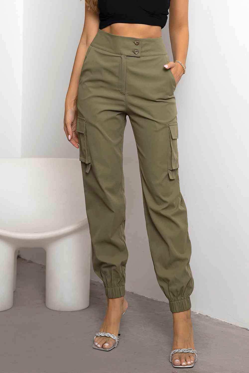 High Waist Cargo Pants - Trendsi - Flyclothing LLC