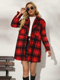 Plaid Collared Longline Coat - Trendsi - Flyclothing LLC