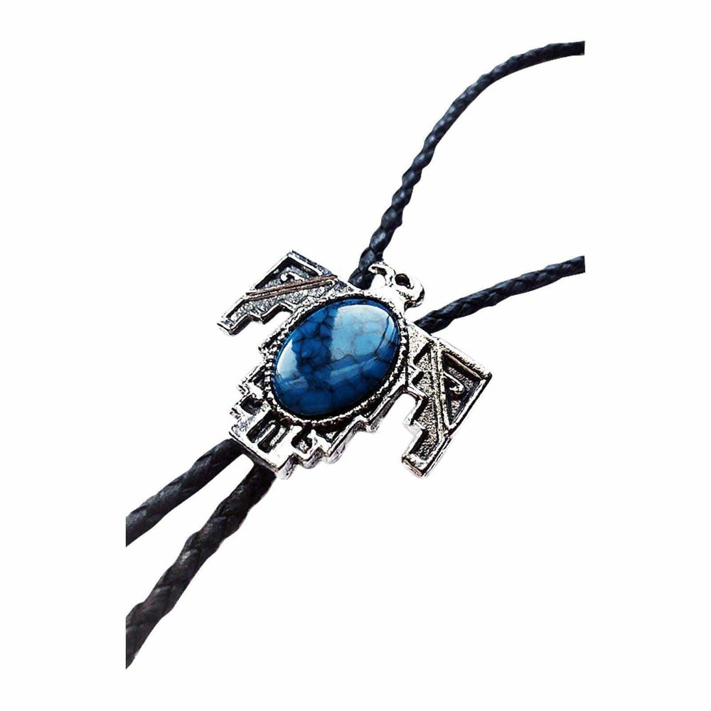 Silver Thunderbird with Stone Inlay Western Bolo Tie - Rockmount Clothing - Flyclothing LLC