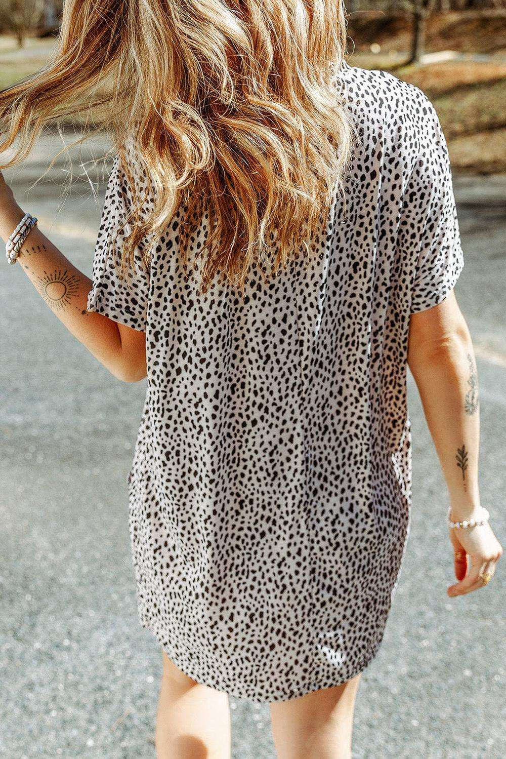 Animal Print Round Neck Tunic Tee with Pockets - Trendsi - Flyclothing LLC