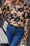 Printed Tied Flounce Sleeve Blouse - Trendsi - Flyclothing LLC