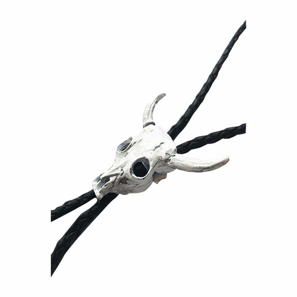 Ivory White Steer Skull Western Bolo Tie - Rockmount Clothing - Flyclothing LLC