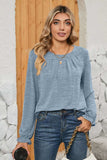 Ruched Round Neck Flounce Sleeve T-Shirt - Trendsi - Flyclothing LLC