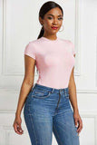 Round Neck Short Sleeve Bodysuit - Trendsi - Flyclothing LLC