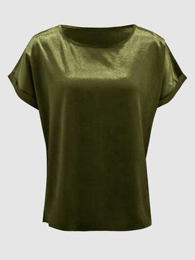 Round Neck Short Sleeve T-Shirt - Trendsi - Flyclothing LLC