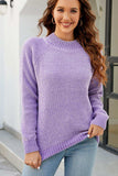 Waffle-Knit Round Neck Reglan Sleeve Sweater - Trendsi - Flyclothing LLC