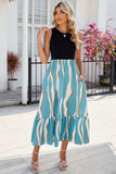 Striped Round Neck Sleeveless Midi Dress - Trendsi - Flyclothing LLC