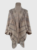 Fringe Detail Open Front Poncho - Trendsi - Flyclothing LLC