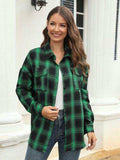 Plaid Button Up Pocketed Shirt - Trendsi - Flyclothing LLC