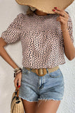 Printed Smocked Puff Sleeve Blouse - Trendsi - Flyclothing LLC